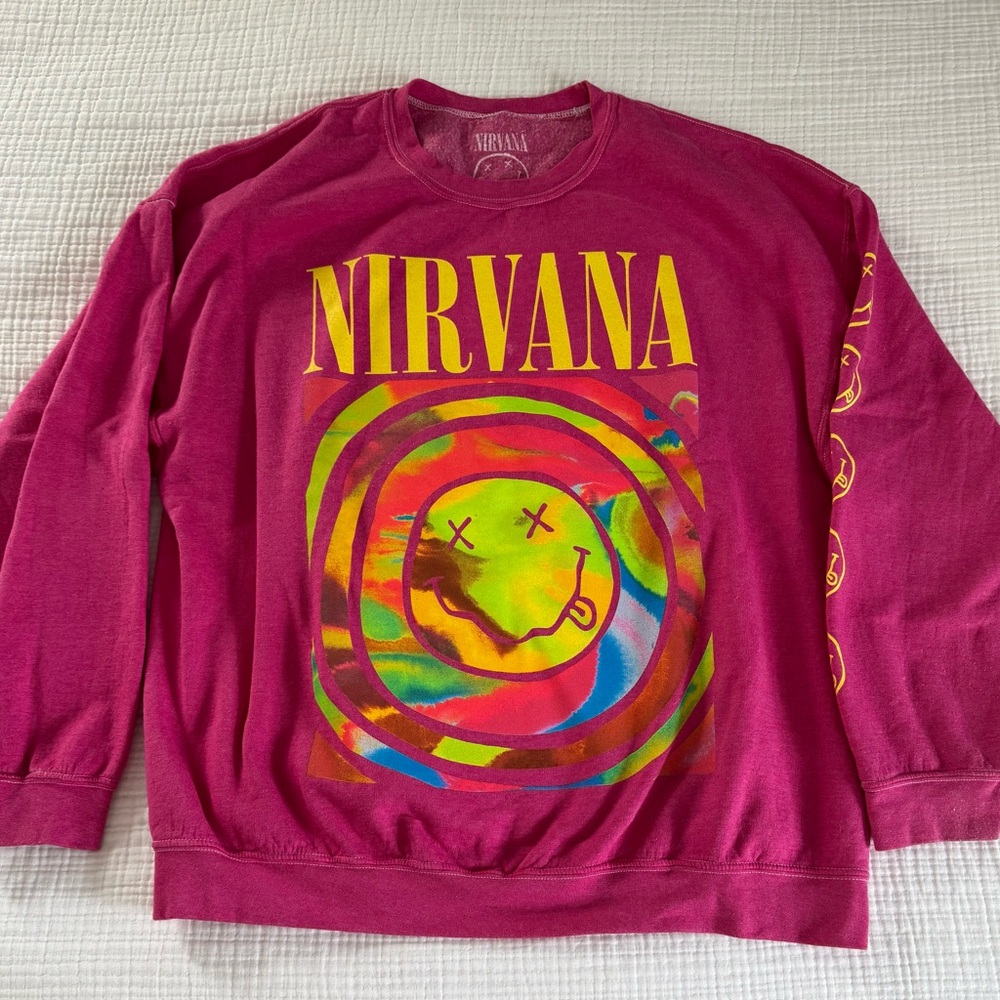 NIRVANA pink Crewneck Sweatshirt